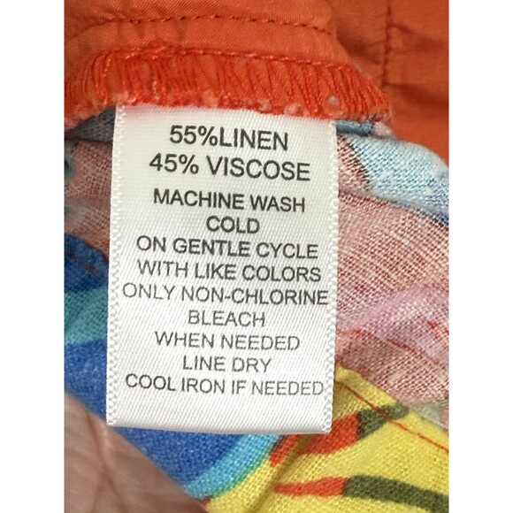 Calligraphie Anthropologie Bright Tropical‎ Linen Blend Pants Size L Beach Vacay - Picture 6 of 10